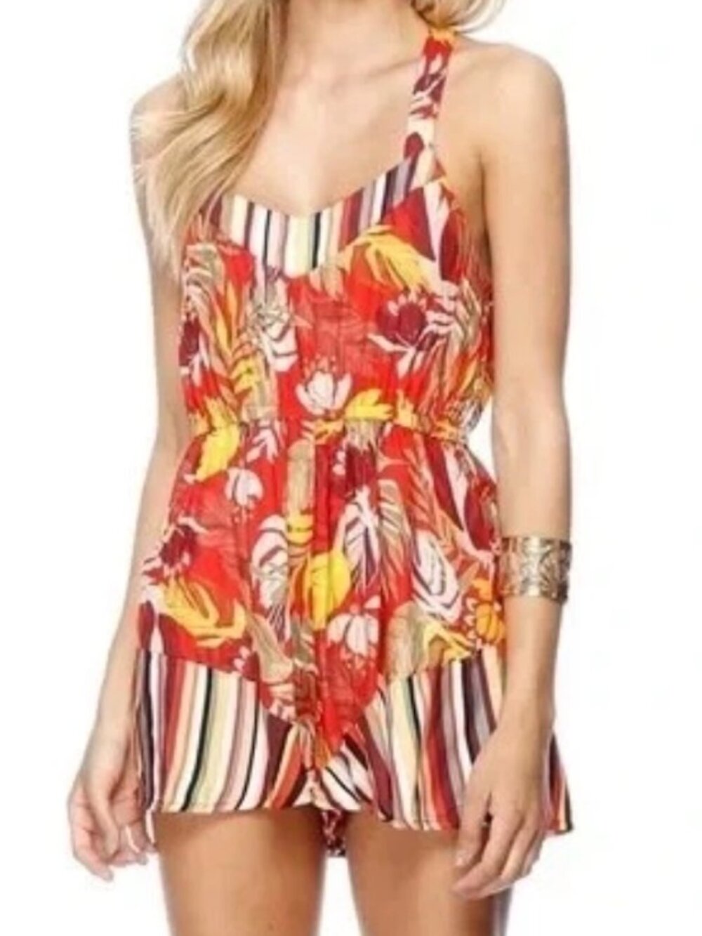 Bundle 2/$30! Minkpink Tropical Romper Orange Floral EUC L